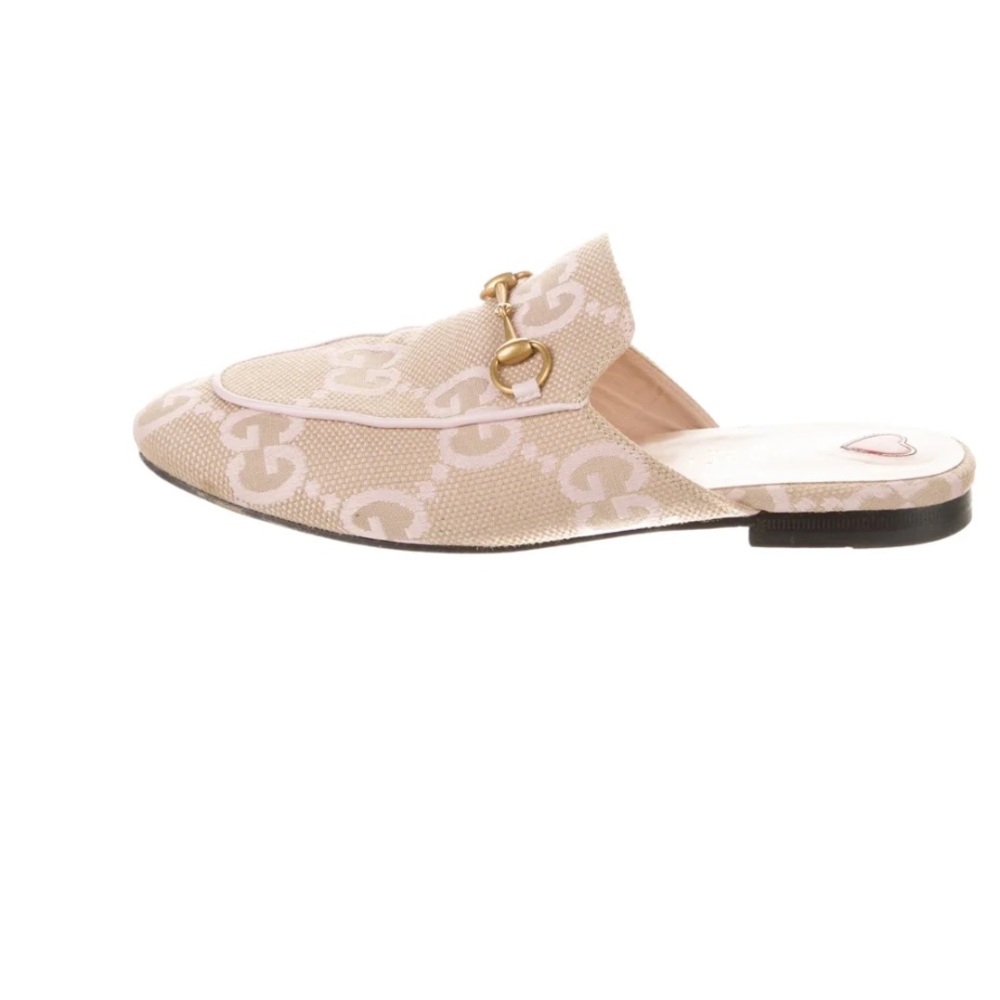 Gucci Tan Canvas Mules with Gold Horsebit